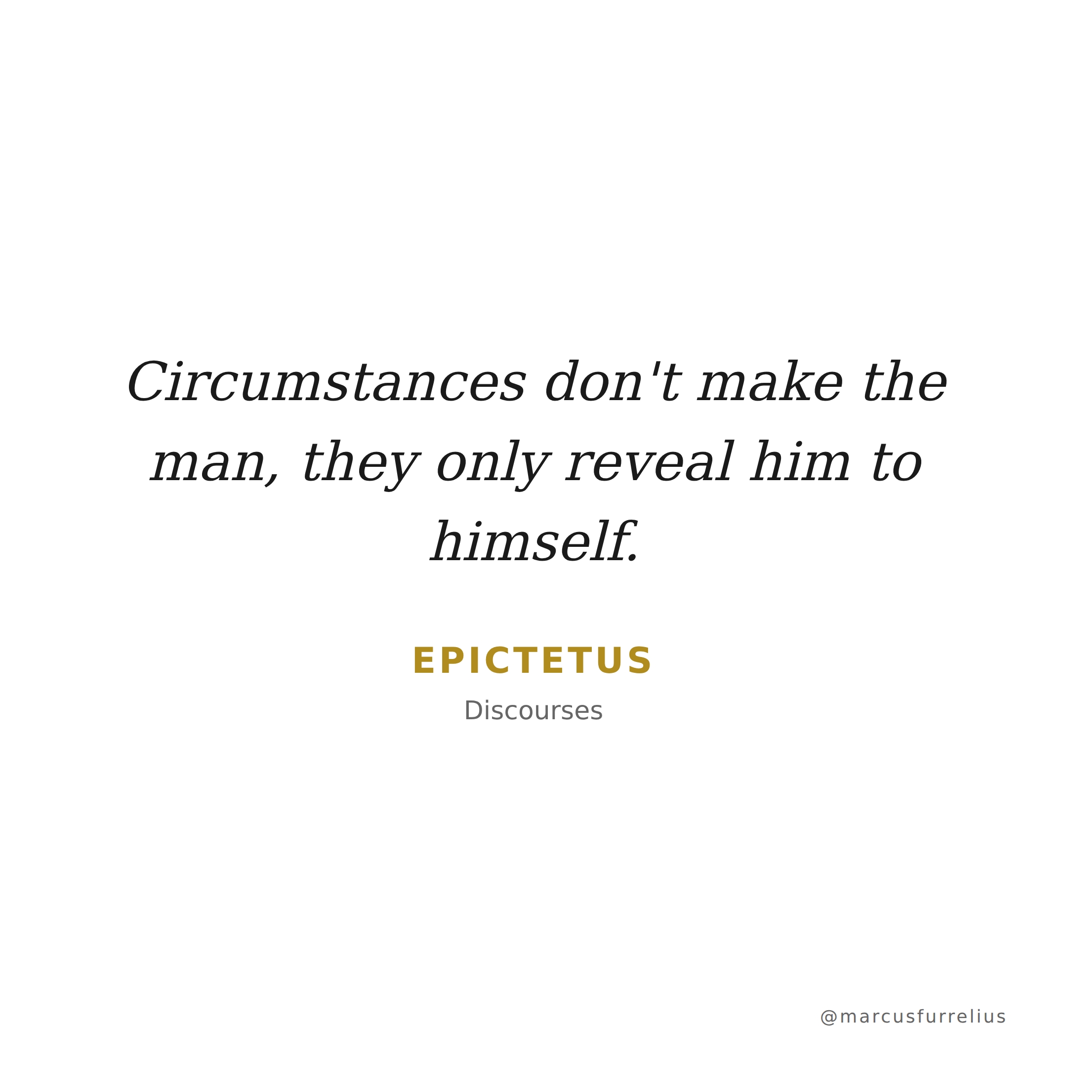 Quote by Epictetus: Circumstances don't make the man, they only reveal him to himself.
