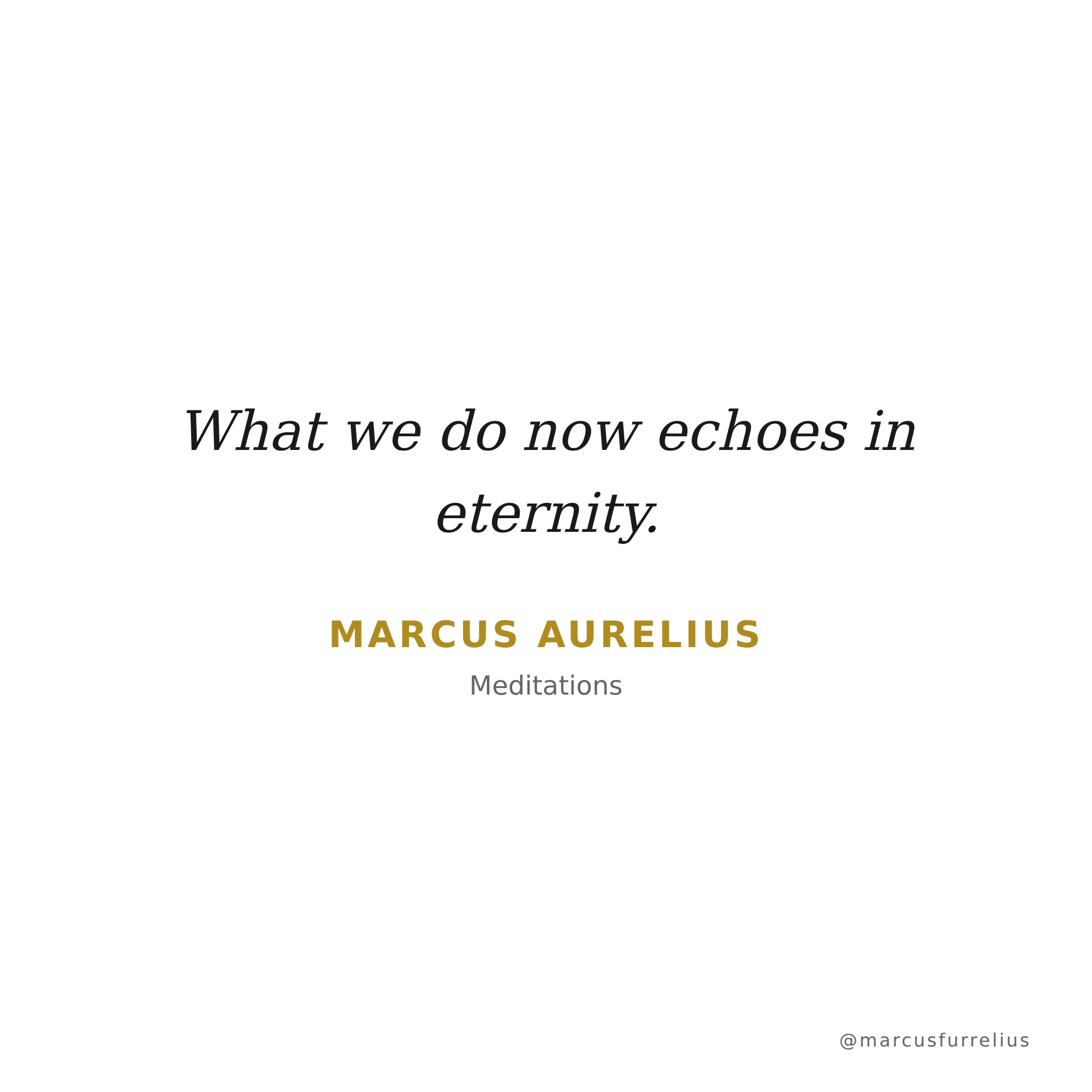 Quote by Marcus Aurelius: What we do now echoes in eternity.