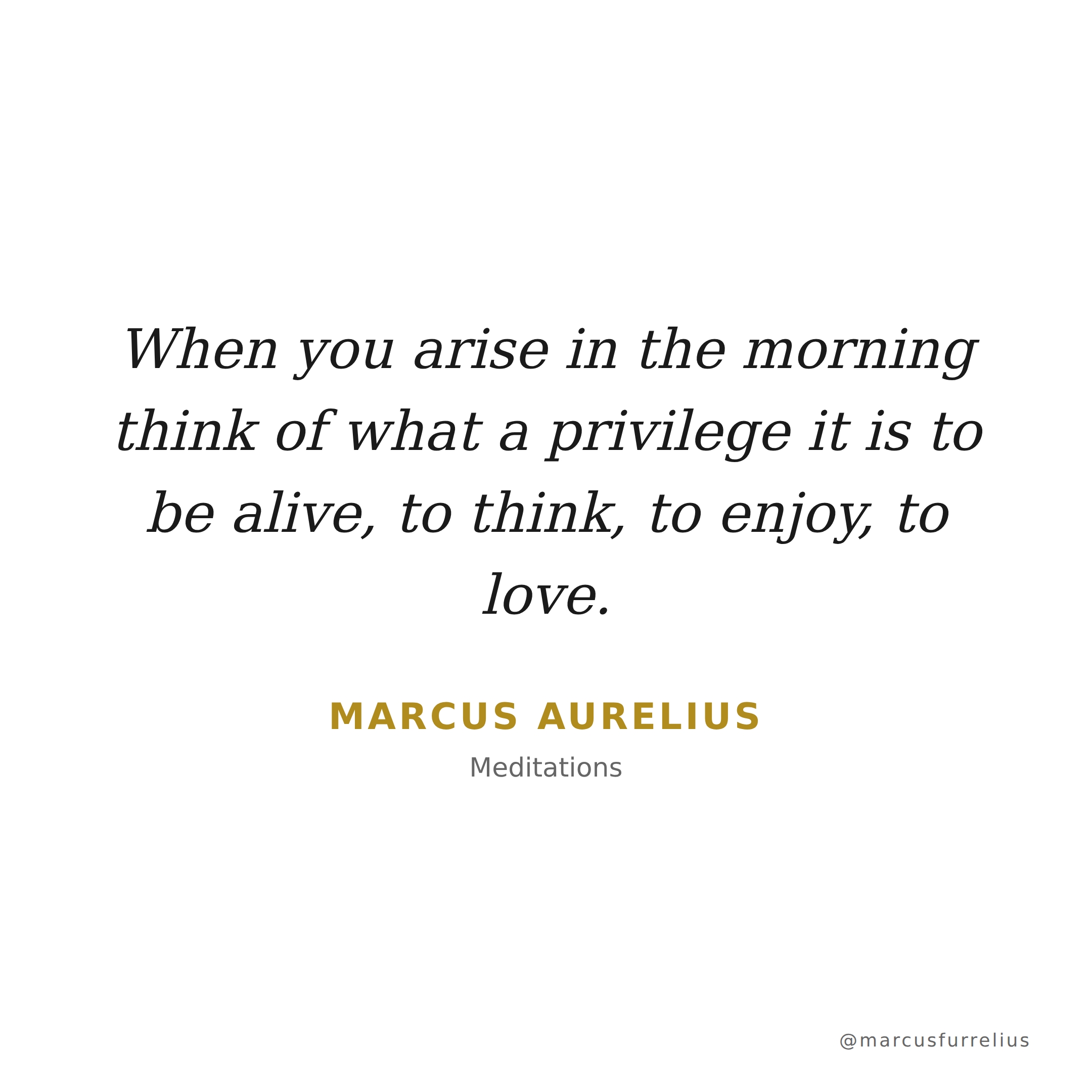 Quote by Marcus Aurelius: When you arise in the morning think of what a privilege it is to be alive, to th...