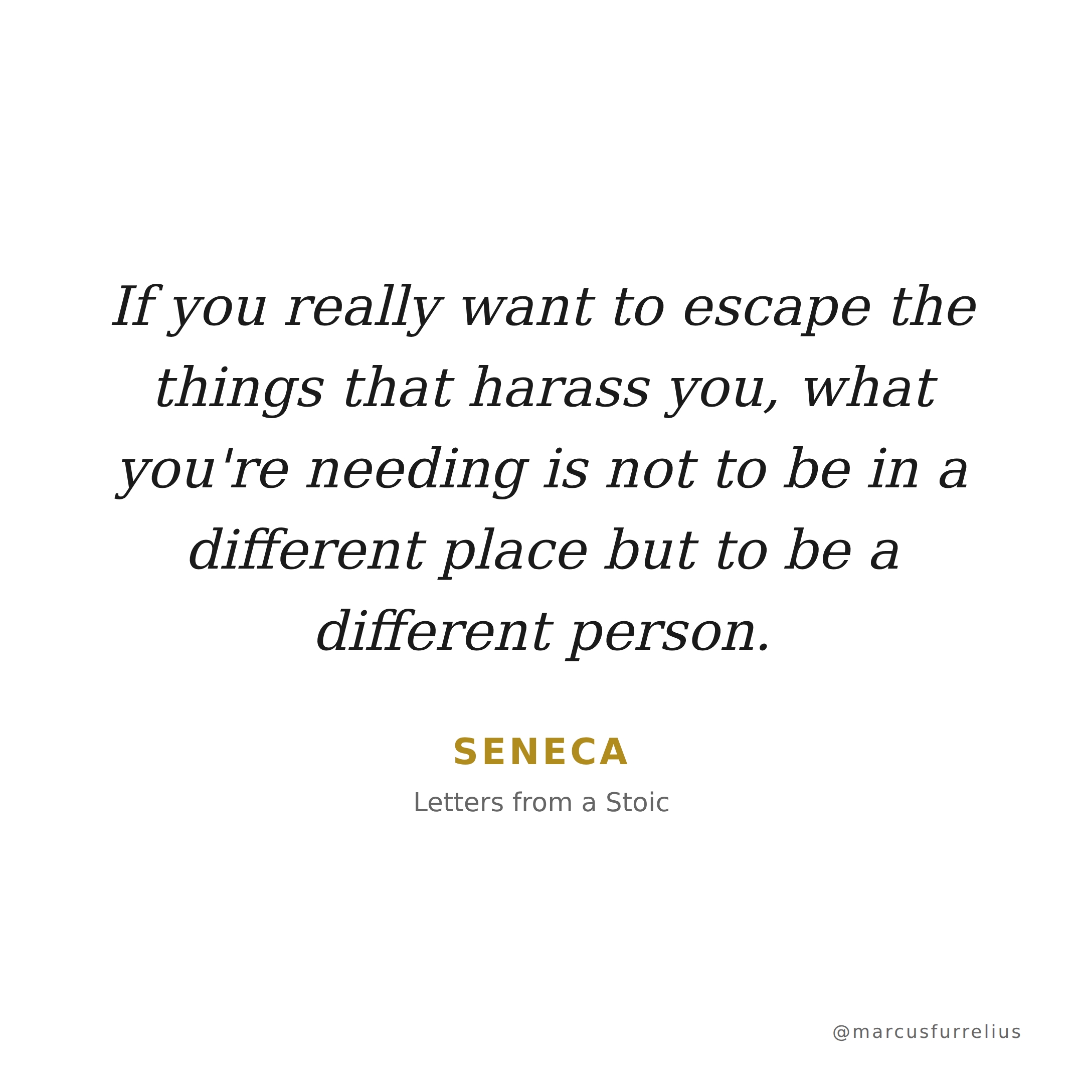 Quote by Seneca: If you really want to escape the things that harass you, what you're needing is...