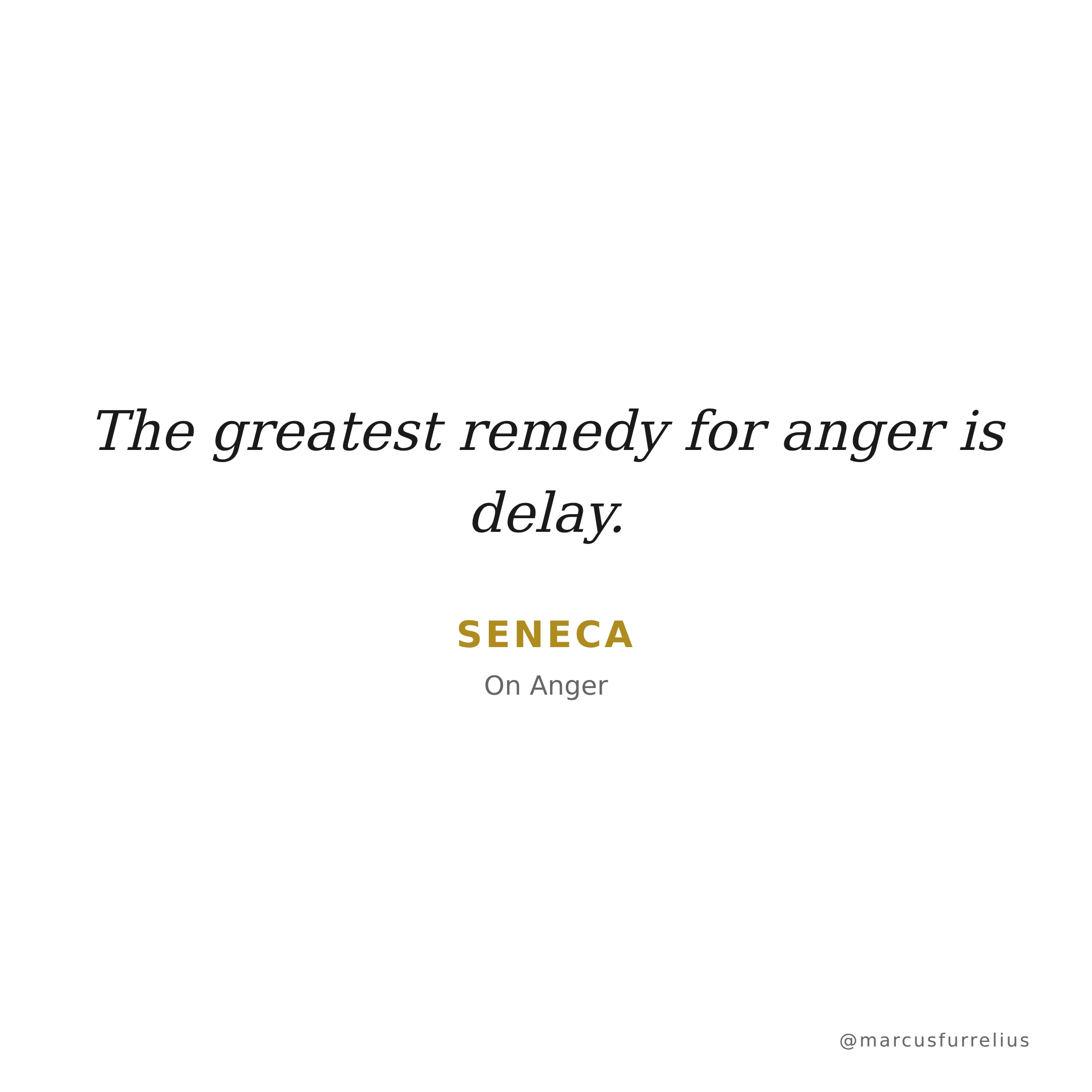 Quote by Seneca: The greatest remedy for anger is delay.