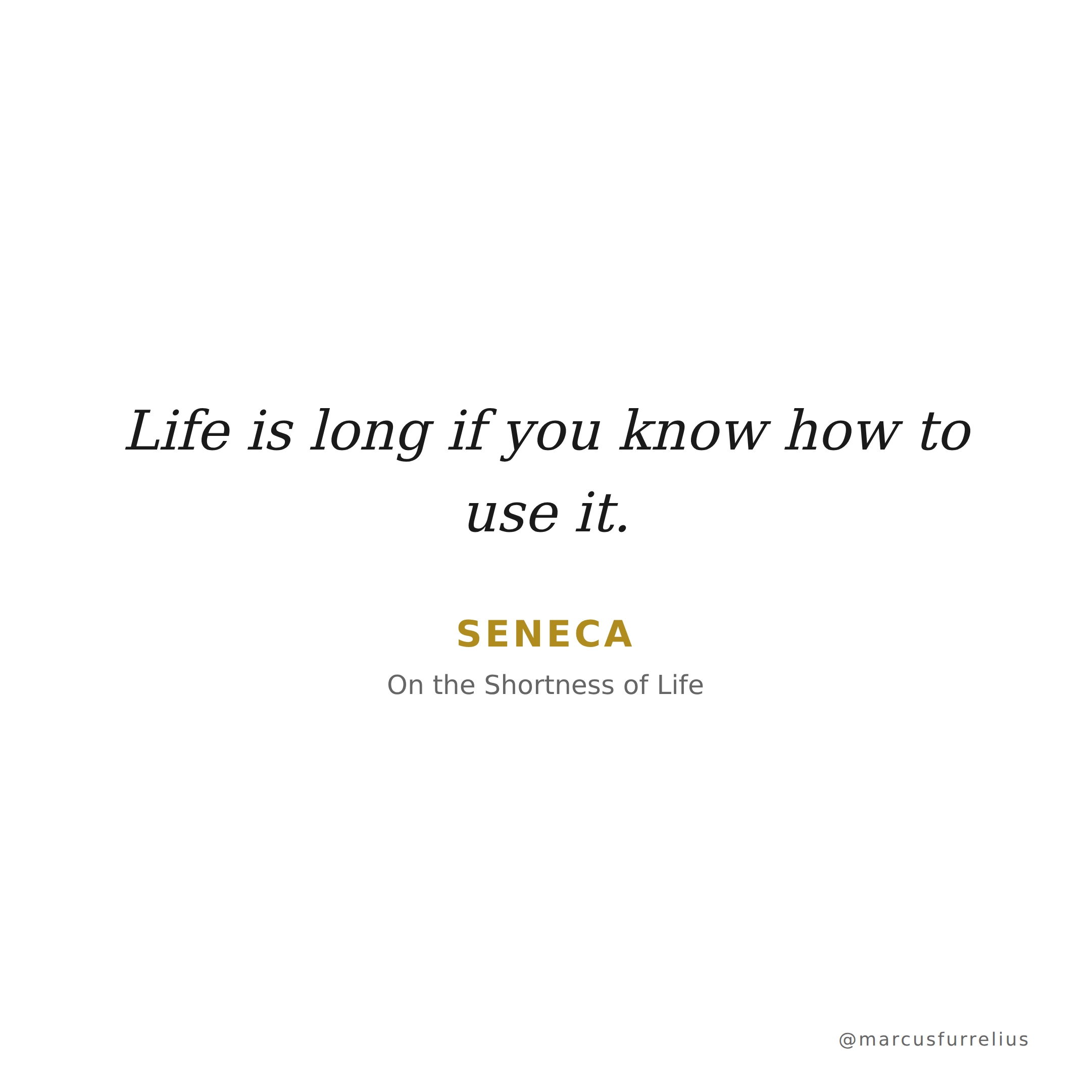 Quote by Seneca: Life is long if you know how to use it.